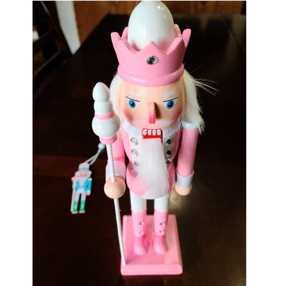 Pink Christmas Nutcracker Soldier Holiday Decor Wooden Statue Xmas Decoration - Picture 7 of 12